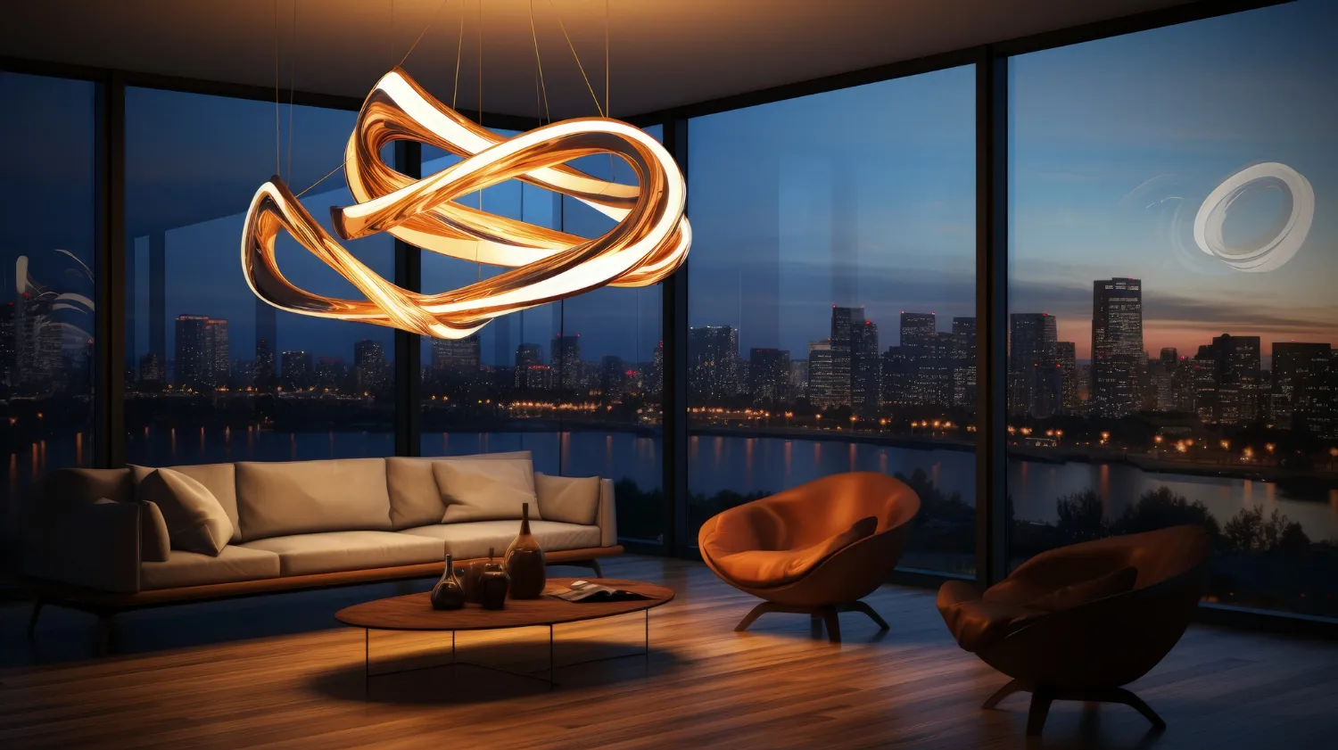 View of light lamp with futuristic design